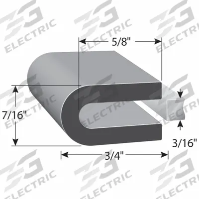 TRIM LOK Edge Trim: Neoprene, For 3/16 in Material Thick, Square, 3/4 in Leg Lg - Neoprene Rubber Edging