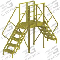TRI-ARC Crossover Bridge: 4.2 ft Platform Ht, Steel, 1,000 lb Load Capacity, Serrated, 5 Steps (MPN 7CY83). Key specifications — Brand: TRI-ARC; Color: Yellow; Tread Type: Serrated.