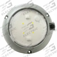 GROTE Dome Light: Round, 12V DC, LED, Clear, Gray, 5 15/16 in Overall Dia, 5 15/16 in Overall Ht (MPN 61171). Key specifications — Lens Color: Clear; Mount Type: Screw; Electrical Connection: Blunt Cut; Housing Color: Gray; Brand: GROTE; Operating Voltage: 12V DC; Mount Style: Surface.