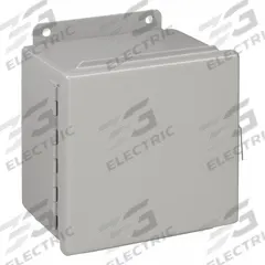 WIEGMANN Enclosure: Steel, 6 in x 6 in x 4 in, NEMA 12/13, Solid Cover, Hinged (MPN B060604CH). Key specifications — Brand: WIEGMANN; Closure Method: Screws; Knockouts: Not Included.