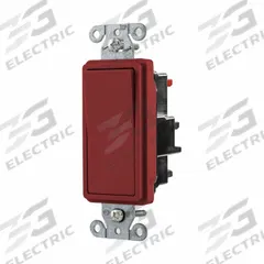 HUBBELL Wall Switch: Rocker Switch, Single Pole, Maintained, Red, 120/277V AC, 15 A (MPN DS115STR). Key specifications — Illuminated: No; Voltage Rating: 120/277V AC.