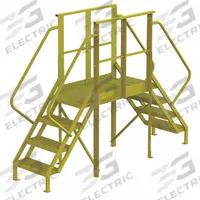 TRI-ARC Crossover Bridge: 3.3 ft Platform Ht, Steel, 1,000 lb Load Capacity, Serrated, 4 Steps (MPN 7CY79). Key specifications — Brand: TRI-ARC; Color: Yellow; Tread Type: Serrated.