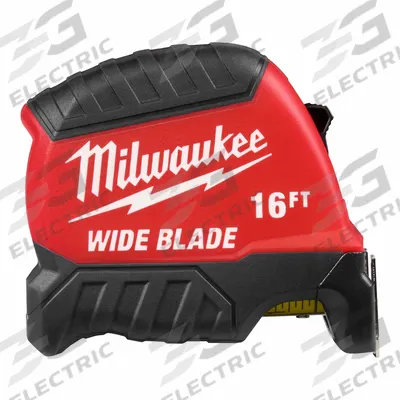 MILWAUKEE Wide Blade Tape Measure: Nonmagnetic Single Hook Tip, 16 ft, Plastic - Standard (Inch) Tape Measures