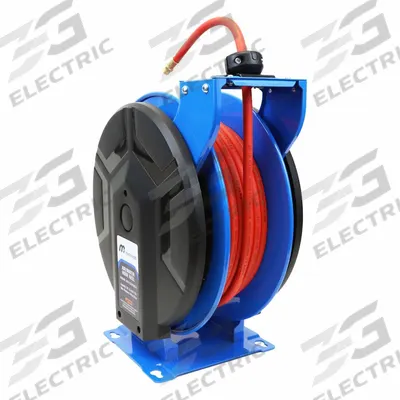 MACNAUGHT Slow Return Air/Water Hose: 50 ft. (3/8 I.D.), 3/8 in MNPT x 3/8 in MNPT - Controlled-Retraction Air or Water Spring-Return Hose Reels