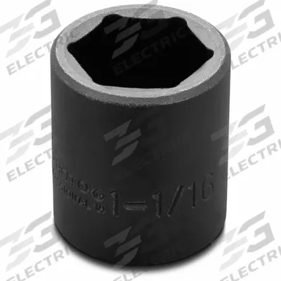 PROTO Impact Socket: 1/2 in Drive Size, SAE, 1 1/16 in Socket Size, 6-Point, Std - 1/2" Drive Impact Sockets