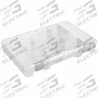 FLAMBEAU Compartment Box: 7 1/4 in x 11 in x 1 3/4 in, Clear, Not Electrostatic Discharge Conductive (MPN T4007AT). Key specifications — ESD Conductive: Not Electrostatic Discharge Conductive; Color: Clear; Compartment WxD: (4) 1-11/16 in x 6-1/4 in; Brand: FLAMBEAU; Material: Plastic.