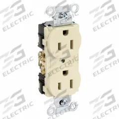 BRYANT Receptacle: Duplex, 5-15, Ivory, 125V AC, 15 A, 2 Pole / 3 Wire (MPN CBRS15I)