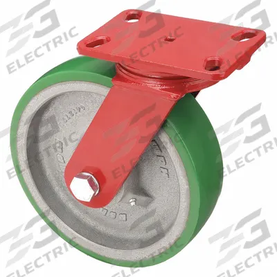 HAMILTON Plate Caster: Swivel, No Brake, Polyurethane, 10 in Wheel Dia, 3 in Wheel Wd - Heavy-Duty Plate Casters