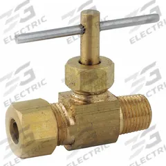 APPROVED VENDOR Needle Valve: Inline Valve Body, Brass, 1/4 in Pipe Size, Compression x MNPT, Male (MPN 709101-0402). Key specifications — For Media: Water; Standards: NSF 61 Annex G; Brand: APPROVED VENDOR; Connection Gender - Side 2: Male; Connection Type - Side 1: Compression; Connection Type - Side 2: NPT; Connection Type: Compression x MNPT.