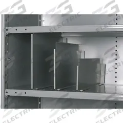 HALLOWELL Divider: 12 in x 12 in, ESD Conductive, Steel, Powder Coated, Gray (MPN 5240-1212-12HG). Key specifications — Brand: HALLOWELL; ESD Conductive: Yes; Finish: Powder Coated; Color: Gray; Includes: Fasteners; Material: Steel.