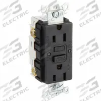HUBBELL GFCI Receptacle: Duplex, 5-15, Black, GFCI, 125V AC, 15 A, 2 Pole / 3 Wire (MPN GFR15BLK)