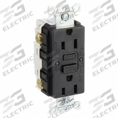 HUBBELL GFCI Receptacle: Duplex, 5-15, Black, GFCI, 125V AC, 15 A, 2 Pole / 3 Wire (MPN GFR15BLK) - General Purpose Receptacles