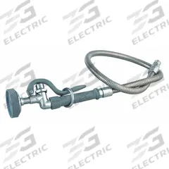 T&S BRASS Pre-Rinse Sprayer: Brass, Chrome, 49 1/8 in Overall Lg, 1/2" Connection Size, NPT (MPN B-0100). Key specifications — Inlet Connection Type: NPT; Brand: T&S BRASS; Connection Size: 1/2"; Color/Finish: Chrome; Material: Brass; Product Type: Pre-Rinse Sprayer.
