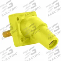 Single Pole Receptacle: Yellow, Angled Taper Nose Mating, Threaded Stud Termination, 600V AC/600V DC (MPN 16R30-1UY). Key specifications — Series: 16; Receptacle Gender: Female; Brand: LEVITON.