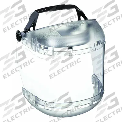 SELLSTROM Face Shield: Clear, Uncoated, Reusable, 19 in Visor Wd, 6 in Visor Ht - Expanded-View Single-Crown Face Shields with Chin Guards