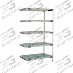 METRO Plastic Industrial Shelving: 24 in x 42 in, 74 in Overall Ht, 5 Shelves, Antimicrobial (MPN 5AX547GX3). Key specifications — Resistance Properties: Antimicrobial; Frame Material: 304 Stainless Steel; Shelving Material: Polymer; Brand: METRO.