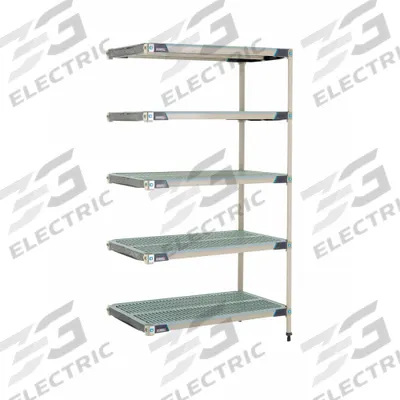 METRO Plastic Industrial Shelving: 24 in x 42 in, 74 in Overall Ht, 5 Shelves - Harsh-Environment Antimicrobial Stationary Plastic Shelving