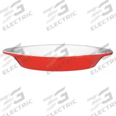 ITI Rarebit: 8 oz Capacity, 1 1/4 in Overall Dp, 4 1/8 in Overall Wd, 8 1/2 in Overall Lg, Oven Safe (MPN WRO-8-EW-CR). Key specifications — Material: Vitrified Stoneware; Brand: ITI; Color: European White/Red.