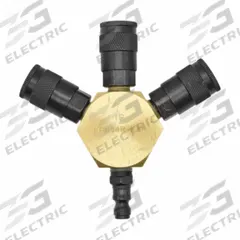 INTERSTATE PNEUMATICS Pipe Manifold Fitting: Inline, Hex, Aluminum, 1/4 in Quick-Disconnect Insert (MPN FPM44R-KA4). Key specifications — Material: Aluminum; Brand: INTERSTATE PNEUMATICS; Specific Fitting Shape: Hex.