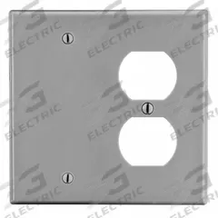 HUBBELL Wall Plate: Combo, 2 Gang, Gray, Std Size (MPN P138GY). Key specifications — Brand: HUBBELL; Material: Polycarbonate.