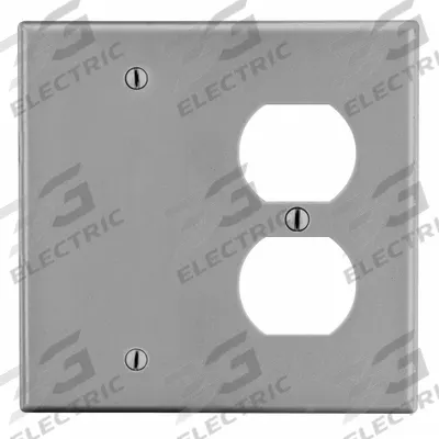 HUBBELL Wall Plate: Combo, 2 Gang, Gray - Combination Wall Plates