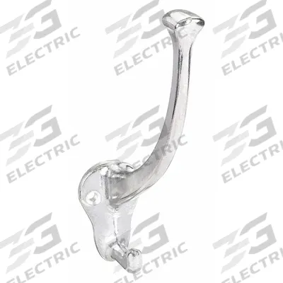 APPROVED VENDOR Wardrobe Hook: Screw, 60 lb Wt Capacity, 2 Points per Hook, Silver - Mounted Coat & Garment Hooks