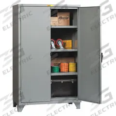 LITTLE GIANT Storage Cabinet: 60 in x 30 in x 78 in, Swing Handle & Keyed, 12 ga Panel Thick, Legs (MPN SSL3-A-3060). Key specifications — attr62698: Gray; attr62736: Welded; attr87895: Legs; attr62693: Assembled; attr62737: Stationary; attr62694: Adjustable; attr62695: Powder Coated; attr62696: Steel.
