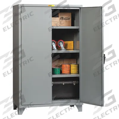 LITTLE GIANT Storage Cabinet: 60 in x 30 in x 78 in, Swing Handle & Keyed, 12 ga Panel Thick - Industrial Shelf Cabinets