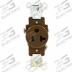 LEVITON Receptacle: Single, 5-20, Brown, 125V AC, 20 A, 2 Pole / 3 Wire (MPN 5351)