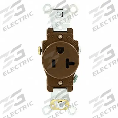 LEVITON Receptacle: Single, 5-20, Brown, 125V AC, 20 A, 2 Pole / 3 Wire (MPN 5351) - General Purpose Receptacles