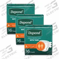 DEPEND Adult Diapers: Extra Heavy, Ultra-soft Fabric/Fiber-Blend, White, 28 Max Pant Size, 48 PK (MPN 35458). Key specifications — Color: White; Absorption Level: Extra Heavy; Brand: DEPEND; Features: Wetness Indicator; Material: Ultra-soft Fabric/Fiber-Blend.