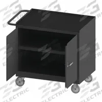 DURHAM MFG Mobile Cabinet Workbench: 36 in x 24 in, Rubber, 1,200 lb Overall Load Capacity, Gray (MPN 3100RM-5PU-95). Key specifications — Included Components: Handle on Side; Assembly: Fully Assembled; Brand: DURHAM MFG.