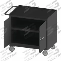 DURHAM MFG Mobile Cabinet Workbench: 36 in x 24 in, Rubber, 1,200 lb Overall Load Capacity, Gray (MPN 3100RM-5PU-95). Key specifications — Included Components: Handle on Side; Assembly: Fully Assembled; Brand: DURHAM MFG.