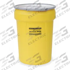 EAGLE Salvage Drum: HDPE, 30 gal, Lever Lock Ring, Unlined/No Interior Coating, Metal (MPN 1602). Key specifications — Drum Material: HDPE; Drum Head Type: Open Head; UN Rating Solids: 1H2/X120/S; UN Rating Liquids: 1H2/X120/S; Interior Lining: Unlined/No Interior Coating; Drum Message Text: None; Closing Ring Material: Metal; For Holding: Hazardous Materials.