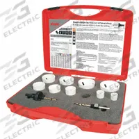 ROTHENBERGER Hole Saw Kit: 11 Pieces, 38 mm Max. Cutting Dp, High Speed Steel, 7 Teeth per Inch (MPN 126306). Key specifications — attr1098178: 7; attr1098172: ROTHENBERGER.