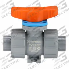 HAYWARD Manual Two-Way Ball Valve: 1/2 in Pipe Size, True Union - Socket & FNPT, CPVC, 60°F to 215°F (MPN CVH2050ASTV0A00). Key specifications — Brand: HAYWARD.