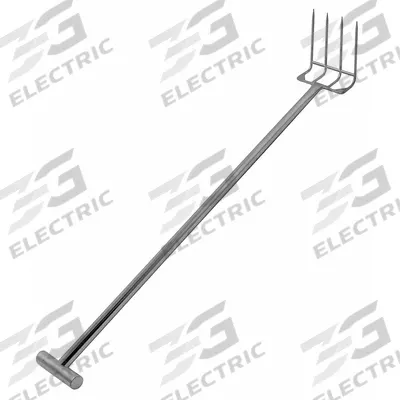 SANI-LAV Reinforced Drag Fork: 4 Tines, 3 1/2 in Tine Lg, 56 1/2 in Handle Lg - Reinforced Hygienic Forks