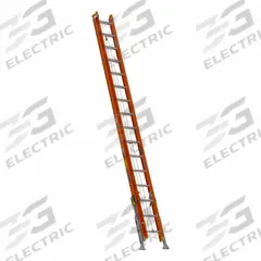 WERNER Extension Ladder: 32 ft Ladder Size, Fiberglass, 300 lb Load Capacity, 96 lb Wt, 2 Sections (MPN D6232-2L). Key specifications — Color: Orange; Brand: WERNER; Included Features: Bubble Level; Removable Fly: Removable.