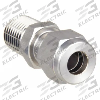 HAM-LET Compression Fitting Adapter: 4 mm OD x 1/8 in Pipe Fitting Size - Double-Ferrule Stainless Steel Fittings