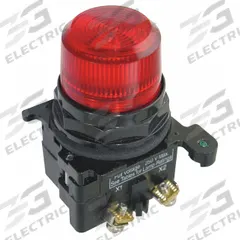 EATON Pilot Light: 30 mm Panel Mounting Size, Red, LED, 24 V AC/DC Max Volt Rating (Supply) (MPN E34FB197LRP24). Key specifications — Series: E34; Brand: EATON; Includes Push-To-Test: No Push-To-Test Included.
