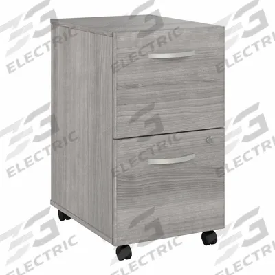 BUSH BUSINESS FURNITURE Desk Pedestal: Light Gray, 2 Drawers, 27 3/4 in Overall Ht - Mobile File Cabinets