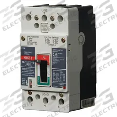 EATON Molded Case Circuit Breaker: 100 A Amps, 65kA at 600V AC, Fixed, ABC, Line/Load Lug, Std, HMCP (MPN HMCPE100R3C). Key specifications — Series: HMCP; Max. AIR Rating: 65kA at 600V AC; Instantaneous Trip: Fixed; Phase Connection: ABC; Terminal Connection: Line/Load Lug; Frame Size: 125A/EG.