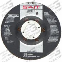 SAIT Depressed Center Cut-Off Wheel: Type 27, 4 1/2" x 0.045" x 7/8", Aluminum Oxide, 46 Grit, A46N (MPN 22345). Key specifications — Series: A46N; Brand: UNITED ABRASIVES-SAIT.