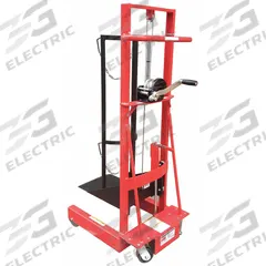 DAYTON Manual Cylinder Platform Lift Truck: 300 lb, 20 in L x 12 in W Platform, Chain, Fixed Base (MPN 26W610). Key specifications — Securing Mechanism: Chain; Brand: DAYTON; Caster/Wheel Configuration: (2) Rigid.