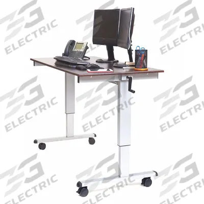 LUXOR Standing Desk: Dark Walnut, Melamine, 59 in Overall Wd, 29 1/2 in Overall Dp - Manual Adjustable-Height Desks
