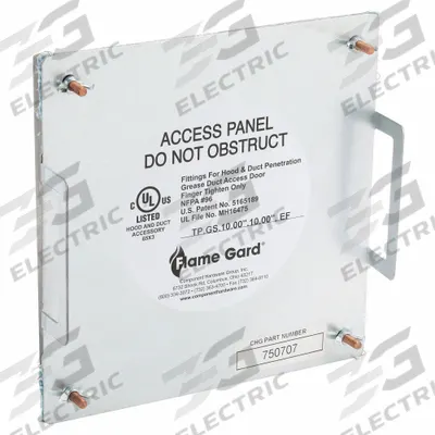 FLAME GARD Duct Access Door: 10 in x 10 in, 16 ga, Steel, Thumbscrews, 2,300°F Max Temp Rating - Fire-Rated Flat Access Doors