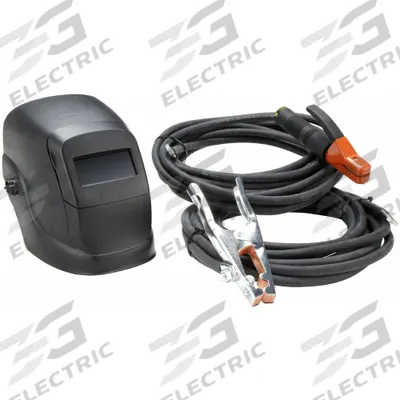 LINCOLN ELECTRIC Stick Welding Accessory Kit: #2/0 - Welding Helmet, Ground Clamp, Electrode Holder & Cable Kits