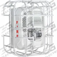 SAFETY TECHNOLOGY INTERNATIONAL L Series Wire Cage: Steel, 5 in Overall Dp, 8 3/16 in Overall Lg (MPN STI-9767). Key specifications — Manufacturer Part Number: STI-9767; Brand: SAFETY TECHNOLOGY INTERNATIONAL; Color: White; For Location: Indoor; For Use With: L Series Horns/Strobes; Includes: Mounting Hardware; Mounting Location: Wall Mount; Mounting Style: Surface Mount.