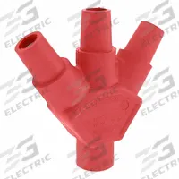 3-Fer: Male-Female-Female-Female, Red, 600V AC, 400 A, Series 16 (MPN 16A23-UR). Key specifications — Brand: LEVITON; Gender Configuration: Male-Female-Female-Female.