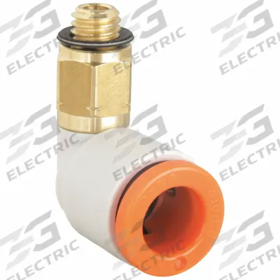 SMC Push-Fit Elbow Fitting: 3/16 in OD x 3/16 in Pipe Size, Push-to-Connect x MUNF - Polybutylene & Brass Tube Fittings